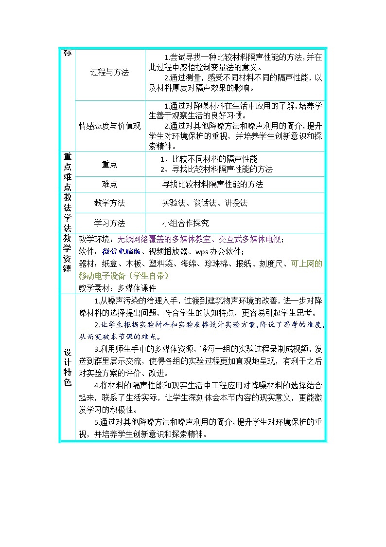 苏科版八年级上册物理 第一章 综合实践活动 教案第2页