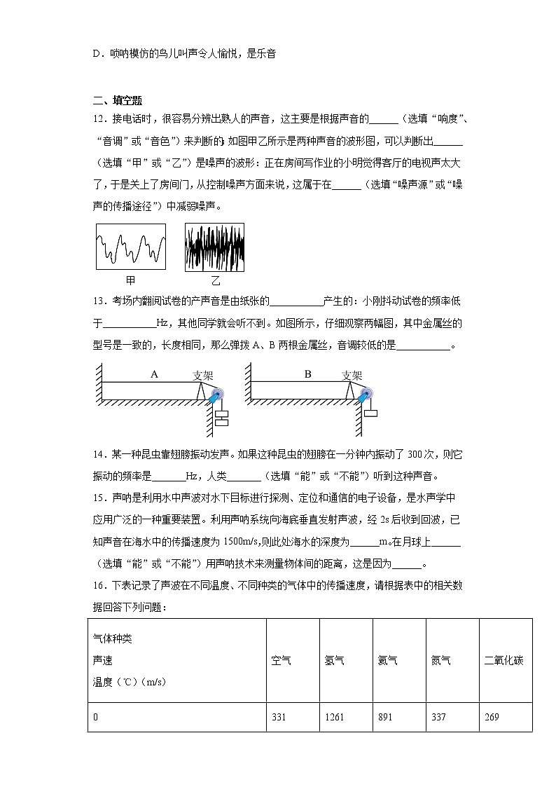 第二章声现象2021-2022学年鲁科版物理八年级上册练习(3)第3页