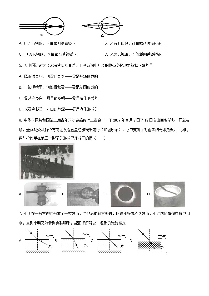 2020-2021學(xué)年人教版山西省大同市八年級物理上學(xué)期期末考試試卷第2頁