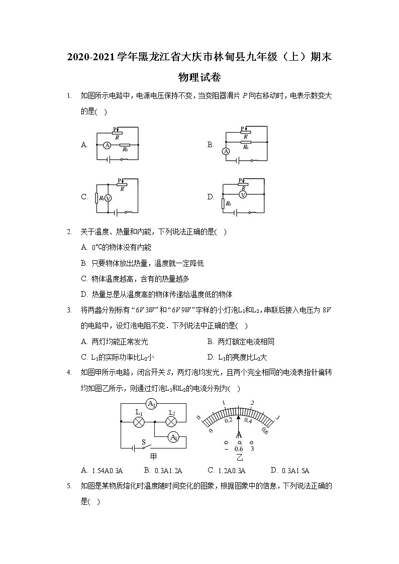 2020-2021學(xué)年黑龍江省大慶市林甸縣九年級(jí)（上）期末物理試卷第1頁