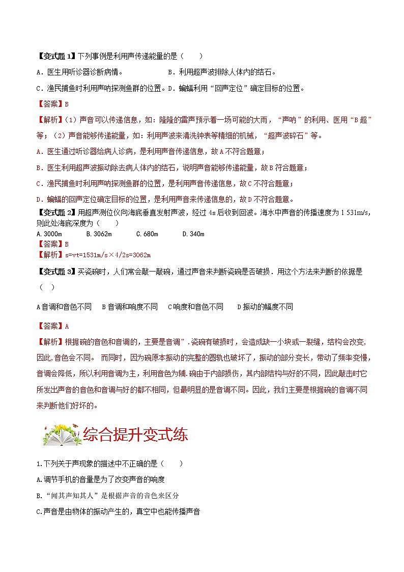 第3節(jié) 聲的利用 （解析版） 第2頁