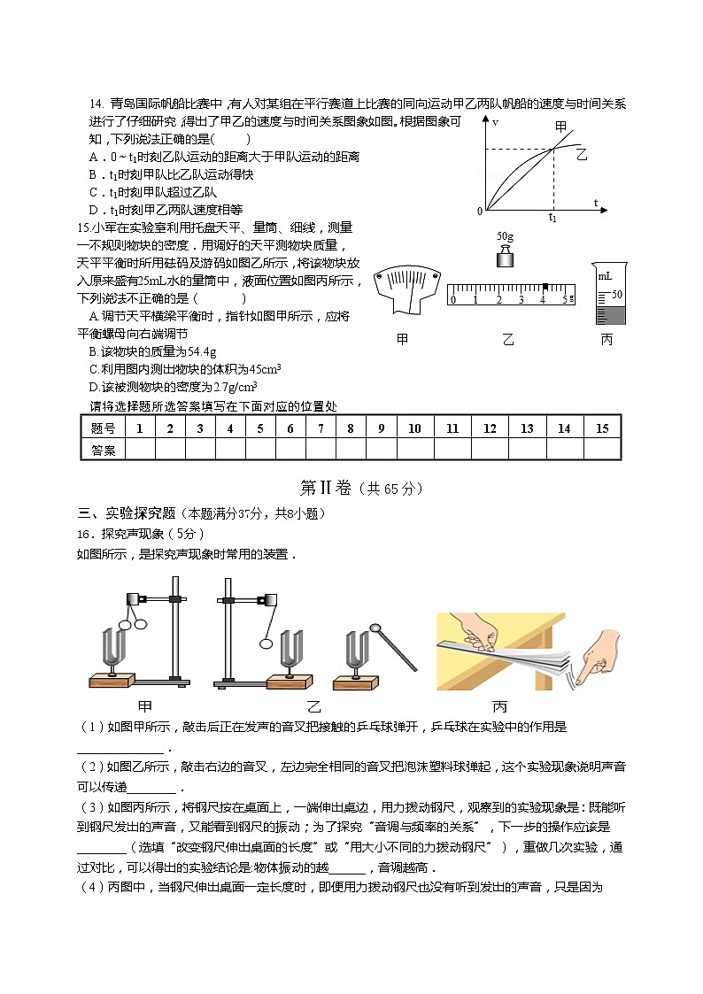 2021-2022学年人教版物理八年级上学期期末检测模拟试题(word版 含答案)第3页