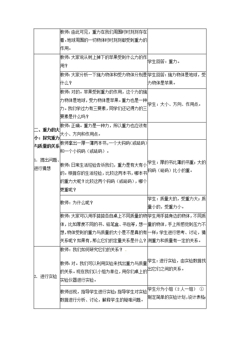 2022年人教版八年级物理下册第七章第3节《重力》教案第3页