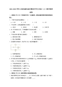 上海市浦东新区傅雷中学2021-2022学年九年级（上）期中物理试卷（word版无答案）