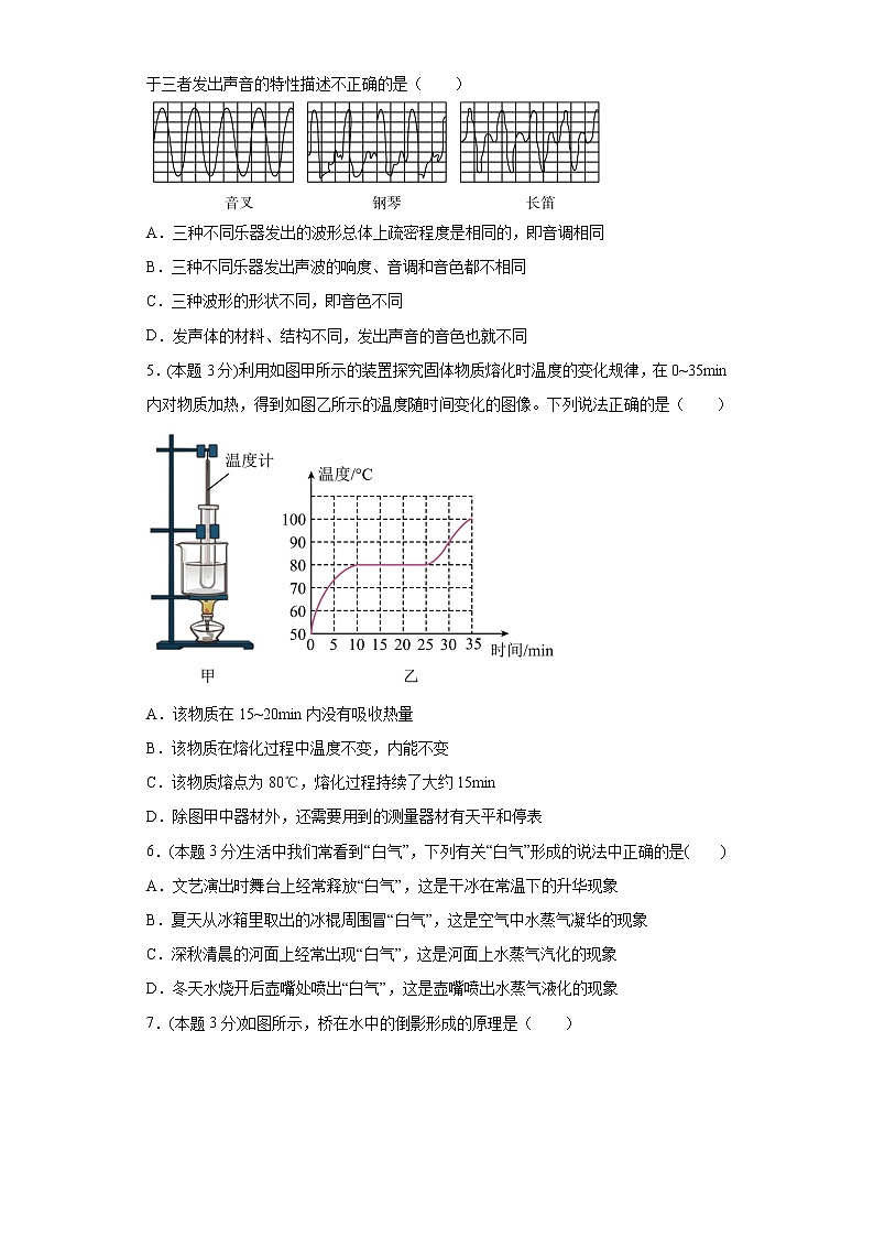 2021-2022学年人教版八年级上册物理期末考试模拟试题(一)(word版 含答案)第2页