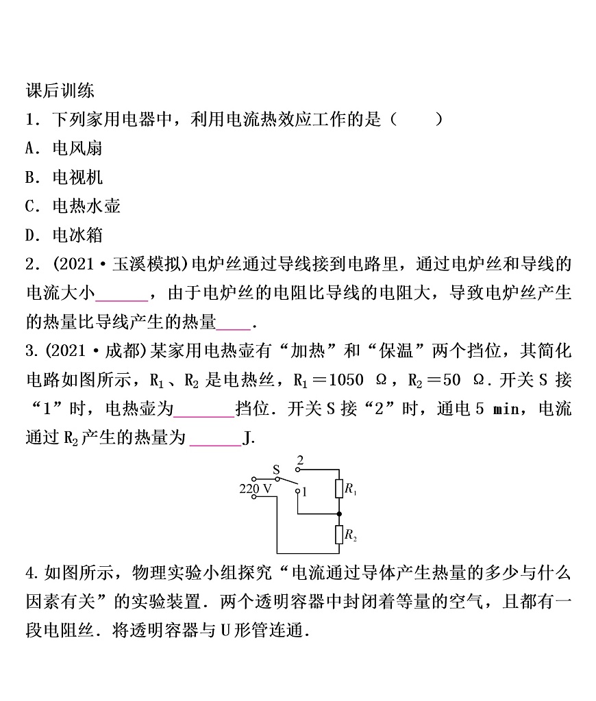 2022年人教版物理中考專題訓(xùn)練  電與熱第3頁