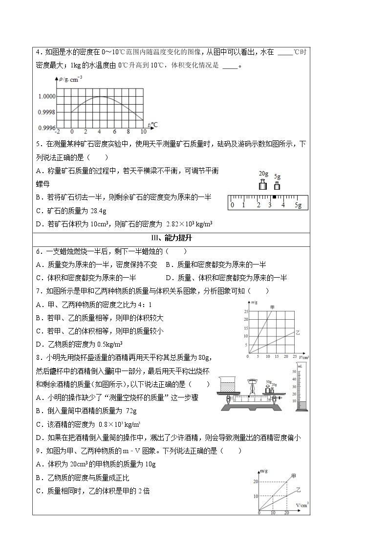 2021-2022学年初中物理沪粤版八年级上册 第五章 5.2 探究物质的密度 同步习题02