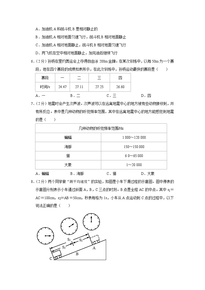 山东省济宁市邹城市2021-2022学年八年级(上)期中考试物理试题(Word版含解析)第2页