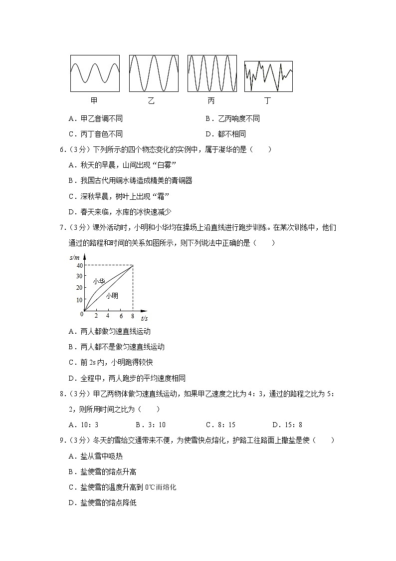 贵州省黔东南州2021-2022学年八年级上学期期中教学质量阶段检测物理试题(Word版含解析)第2页