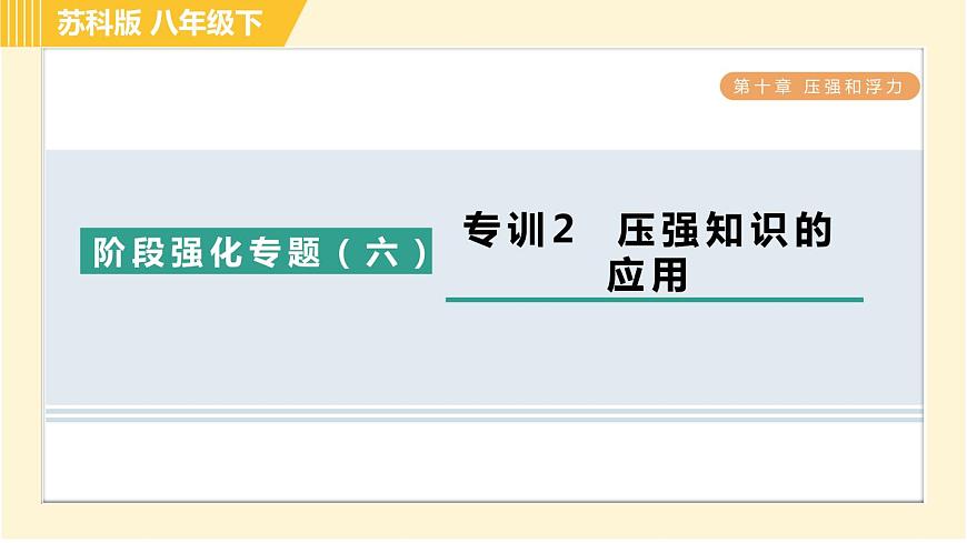 蘇科版八年級(jí)下冊(cè)物理 第10章 階段強(qiáng)化專題（六）專訓(xùn)2  壓強(qiáng)知識(shí)的應(yīng)用 習(xí)題課件第1頁