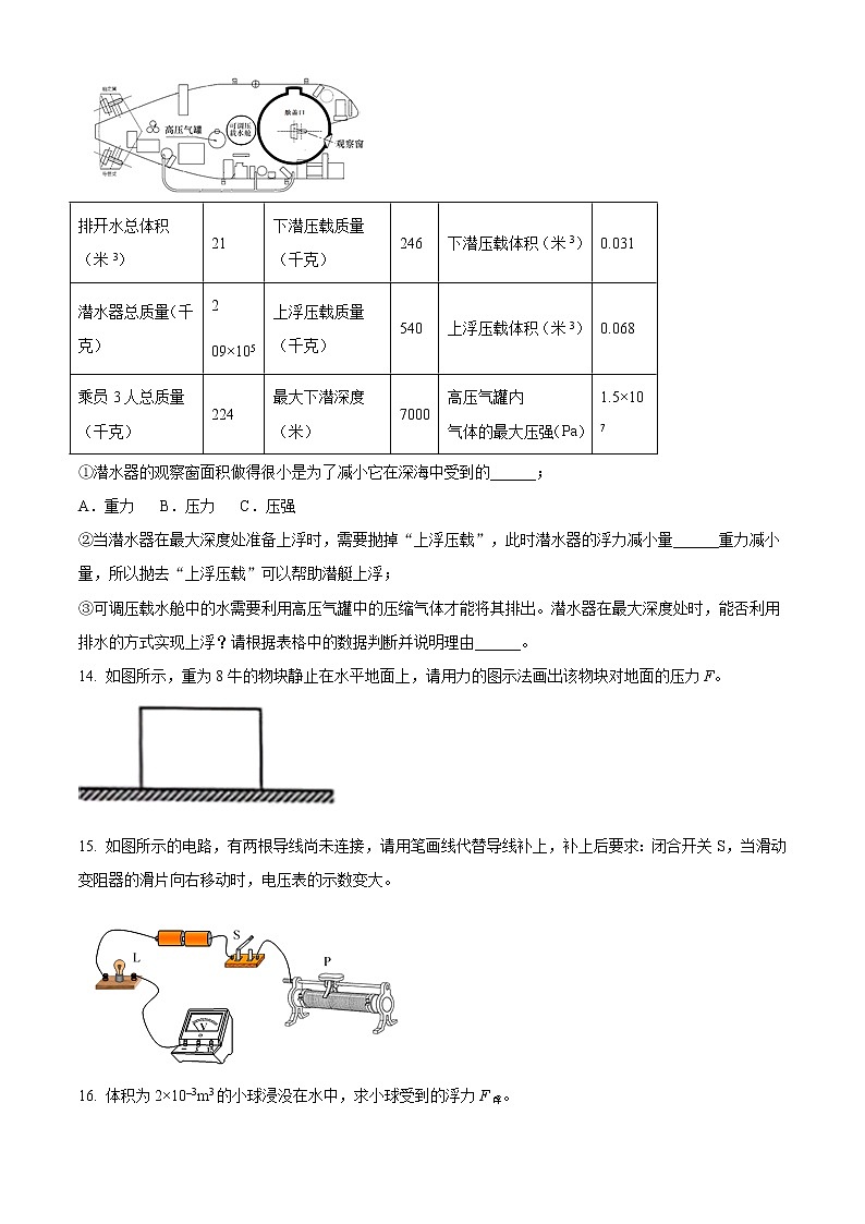 2022年上海市长宁区中考一模物理试题 带详解第3页