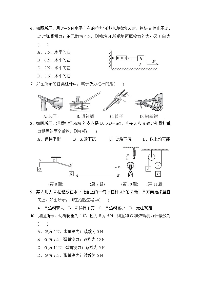 滬粵版八年級(jí)下冊(cè)物理 第六章達(dá)標(biāo)檢測(cè)卷第2頁