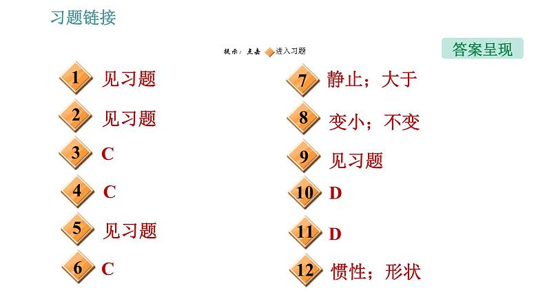 人教版八年级物理 第8章 8.1.2 惯 性 习题课件第2页
