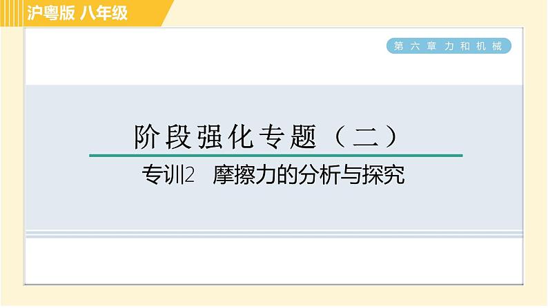 沪粤版八年级下册物理 第6章 专训2 摩擦力的分析与探究 习题课件第1页