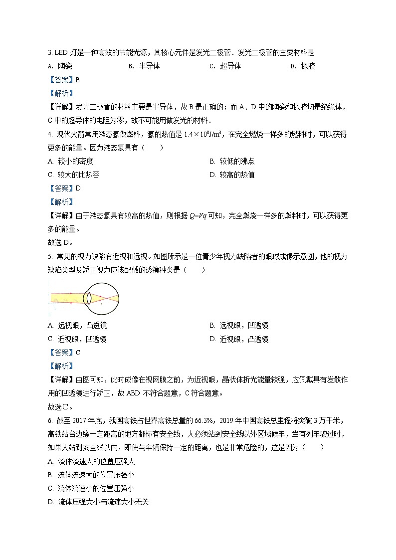 精品解析:2021年湖南省邵阳市初中毕业学业考试物理模拟试题(解析版)第2页