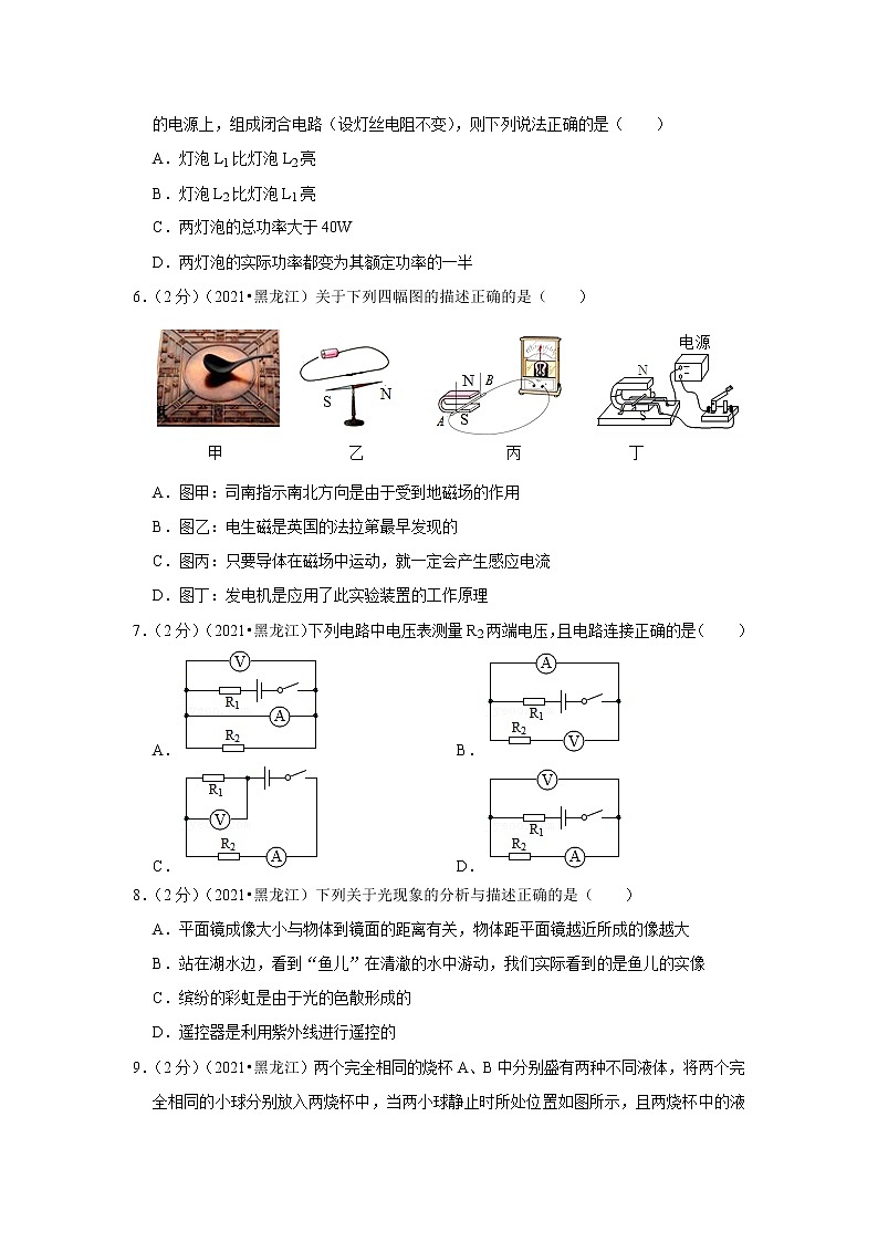 2021年黑龍江省龍東地區(qū)中考物理試卷第2頁(yè)
