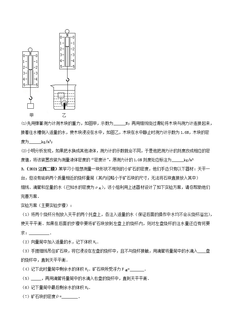 专题06涉及浮力的密度实验重点问题对策(原卷版)第3页