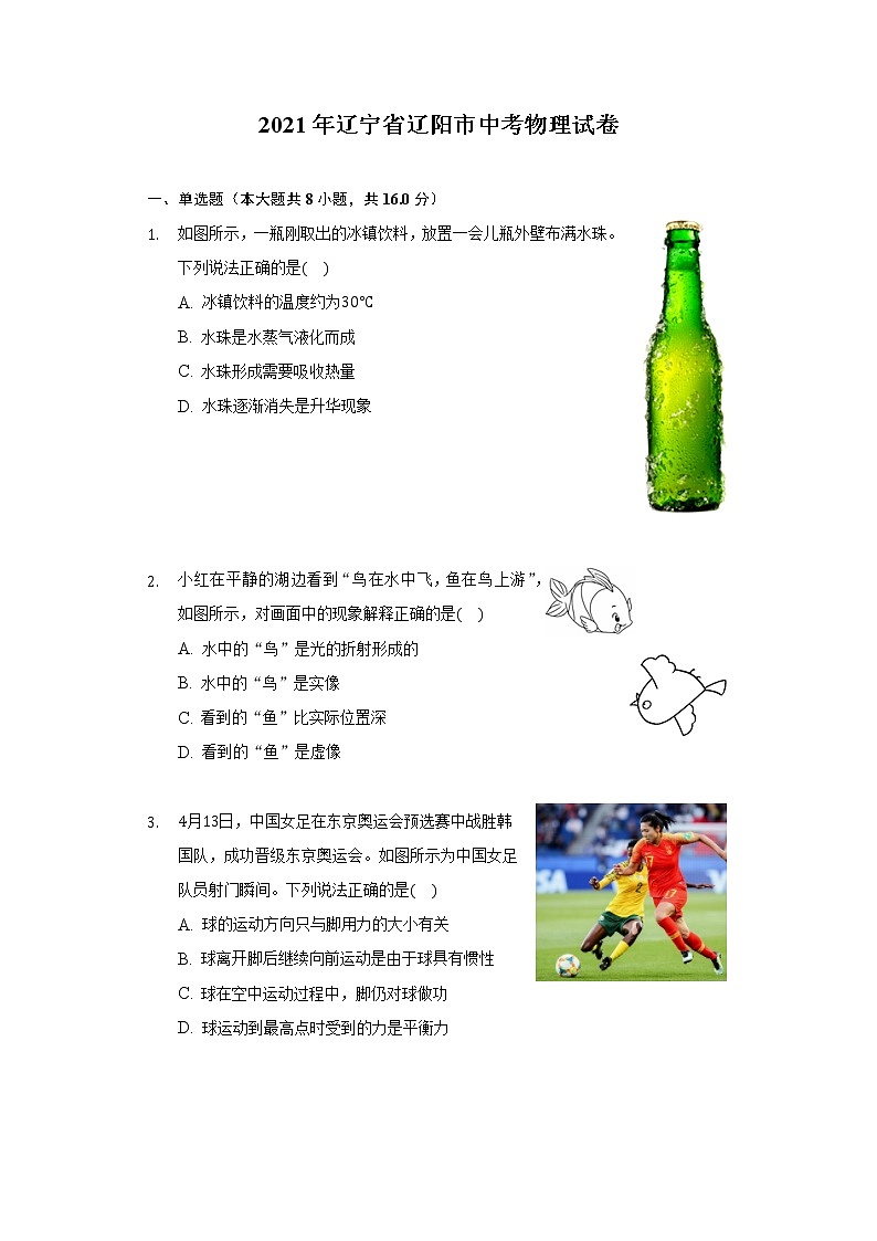 2021年辽宁省辽阳市中考物理试卷第1页