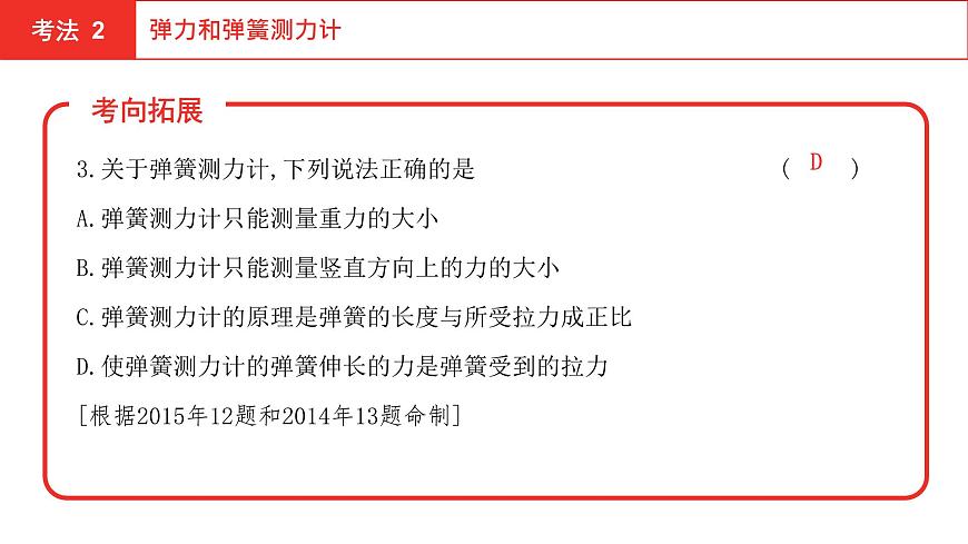 2022年安徽中考物理總復習課件：第五講 第二節(jié) 力  重力  彈力  摩擦力第5頁