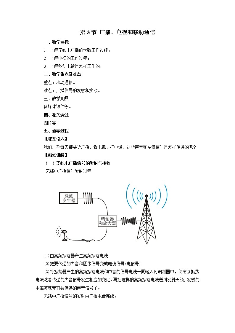 《21.3 广播、电视和移动通信》(课件+教案+练习+导学案)01
