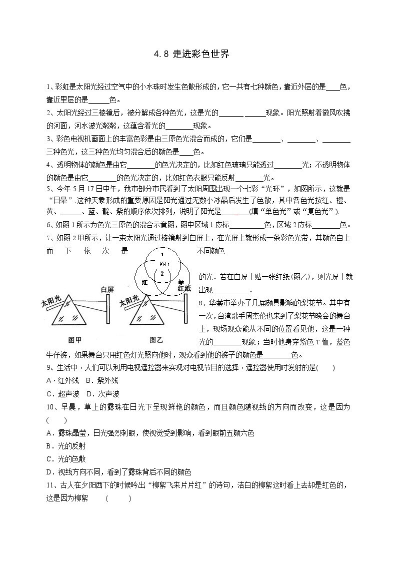 4.8  走进彩色世界（课件+教案+导学案+练习）（教科版）01