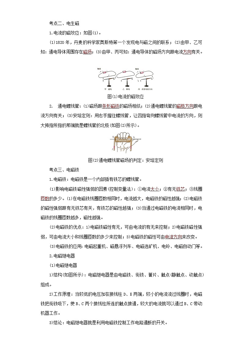考点18电与磁(解析版)-2022年物理中考一轮过关讲练(人教版)学案02