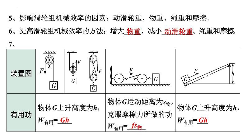 2022年中考物理二轮复习课件:滑轮机械效率第8页