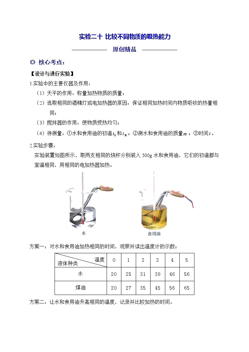 实验20 比较不同物质的吸热能力练习题第1页