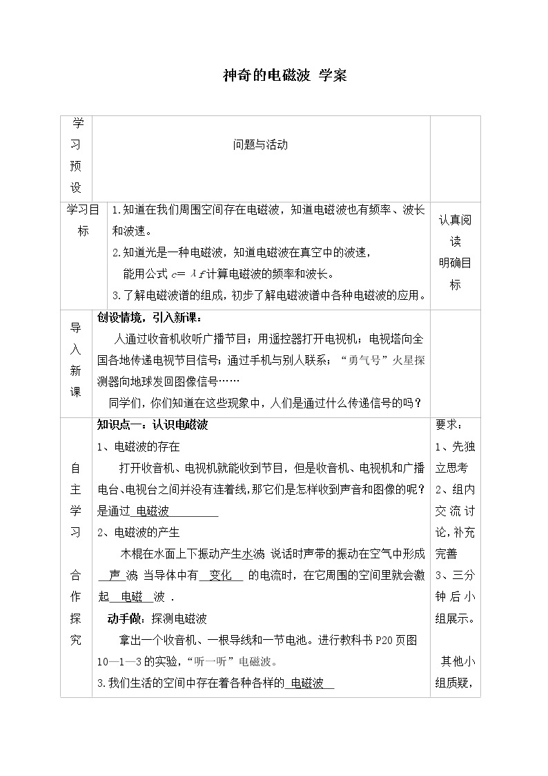 10.1 神奇的电磁波（课件+教案+练习+学案）01