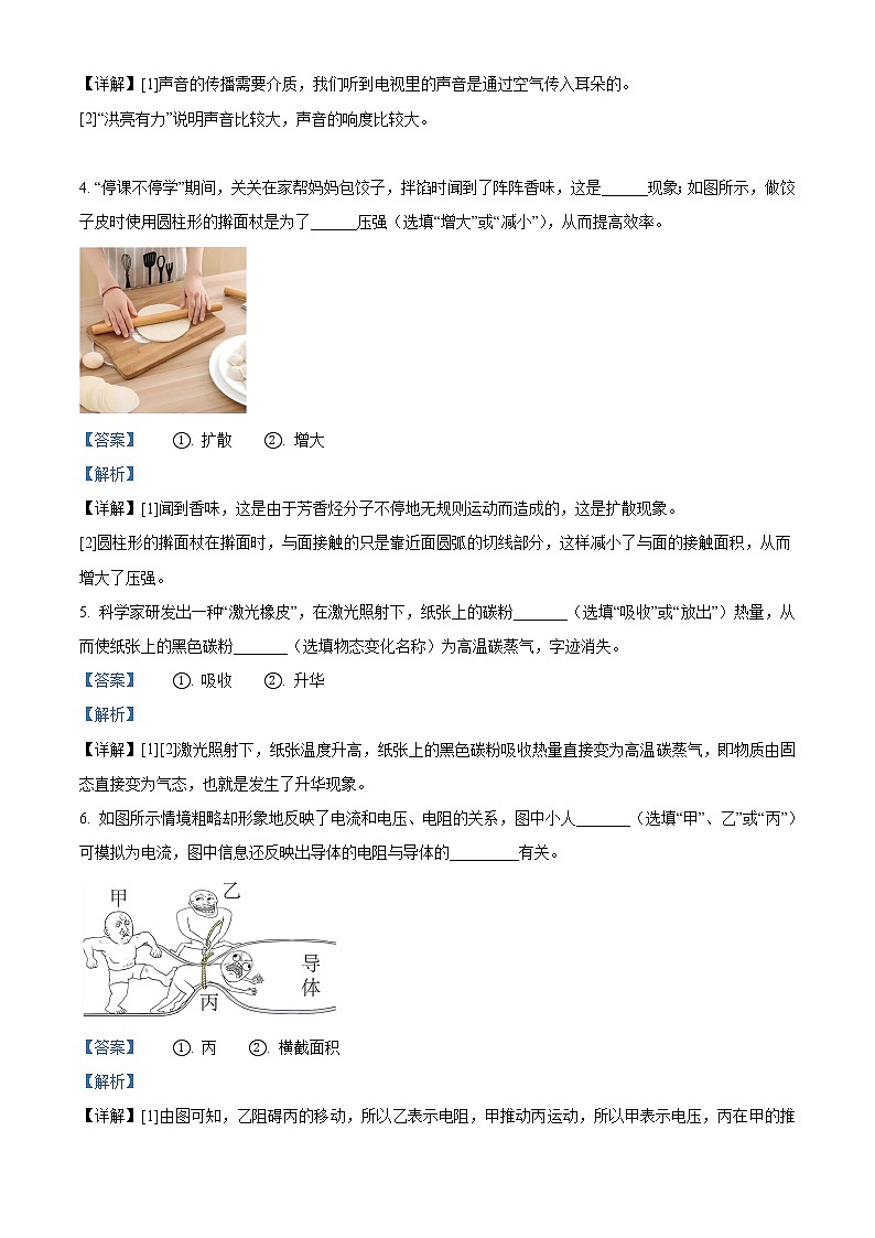 2020年江西省宜春市中考一模物理试题(含解析)02