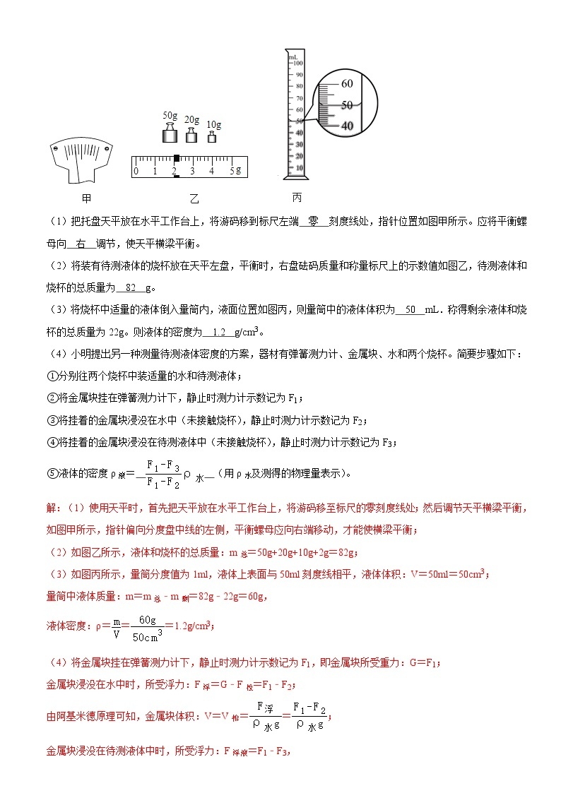 人教版中考物理三轮冲刺疑难易错        专题05 应用浮力测物质密度02