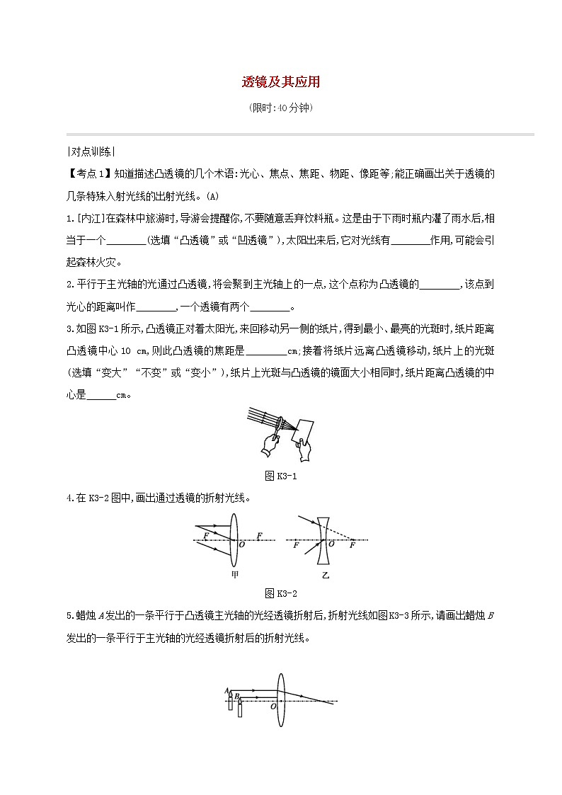 中考物理一轮复习03《透镜及其应用》课时练习(含答案)第1页