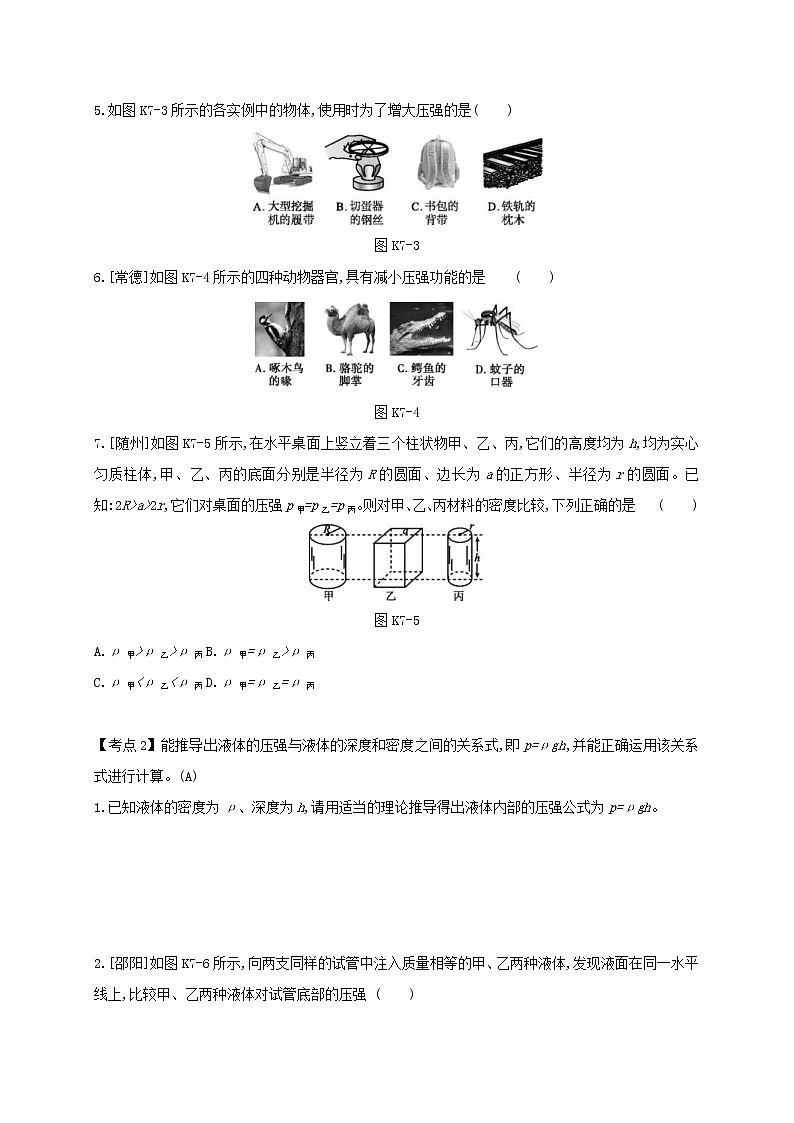 中考物理一轮复习07《压强》课时练习(含答案)第2页