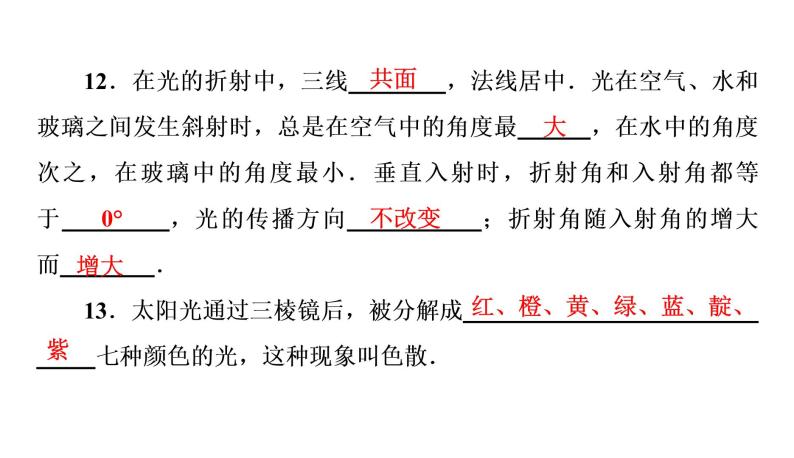 期末复习(四)光现象（习题PPT））2021-2022学年八年级上册物理人教版(共28张PPT)07