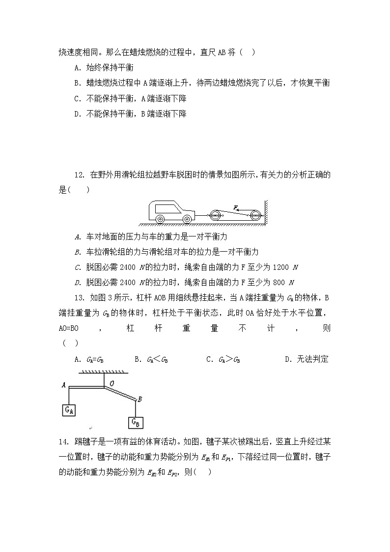 2022年中考物理复习第十章 机械与人检测题(无答案)第3页