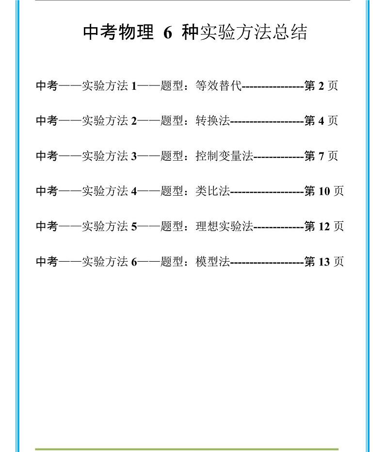 中考物理6种实验方法总结(题型+答案)ppt第1页