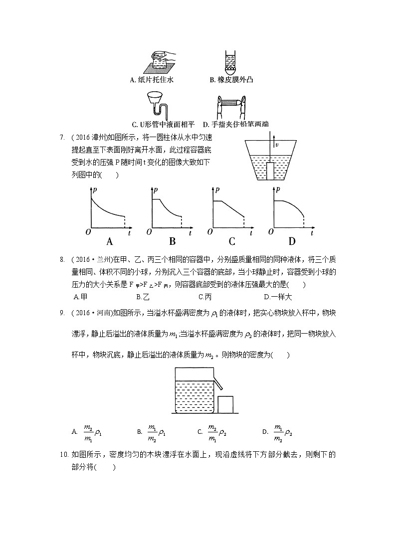 2021-2022学年苏科版初二物理下册第十章专题复习(《压强和浮力》)(含答案)第2页