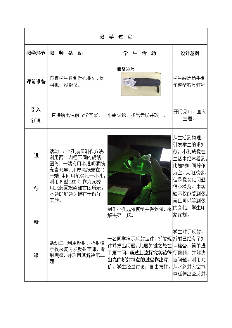 教科版八年级物理上册 第四章 在光的世界里 本章复习(一) 教案02