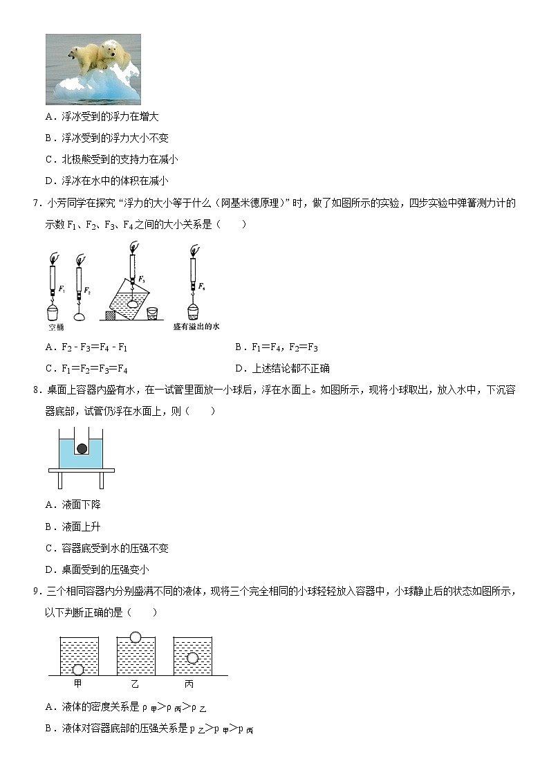 第十章 浮力(基础过关)(原卷版)第3页