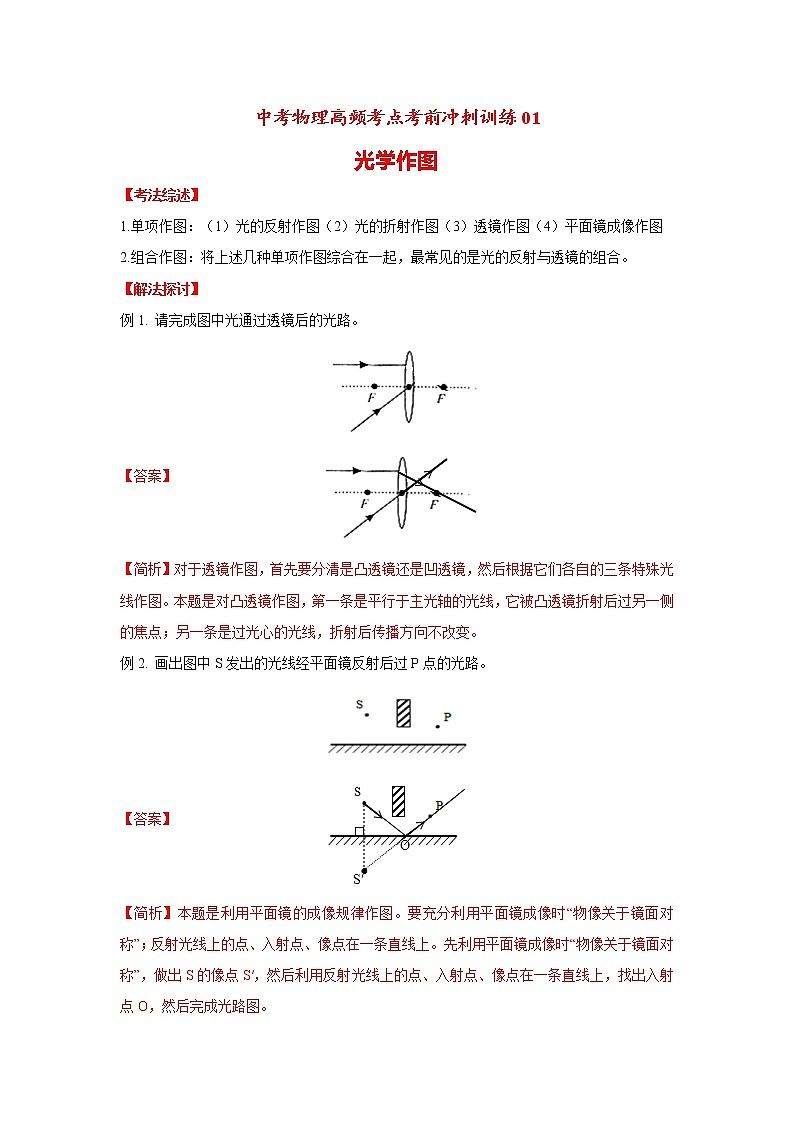 高频考点01 光学作图-2020年中考物理三轮冲刺之高频考题分类解析与提升训练第1页