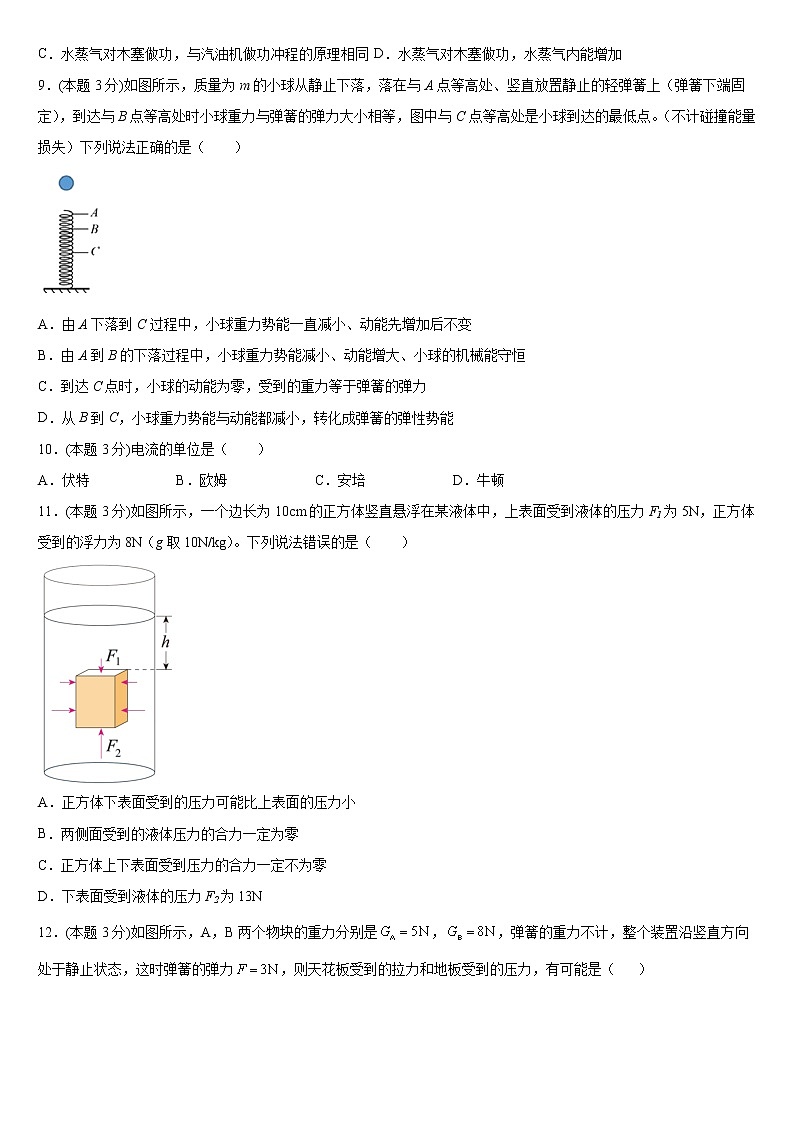 2022年湖南省邵阳市初中学业水平适应性考试物理试题1第3页