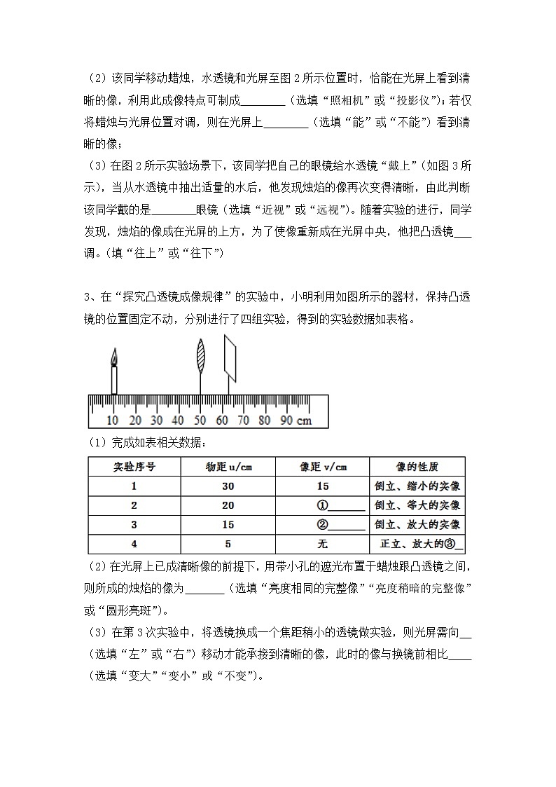 2022年中考物理复习+能力训练11-凸透镜成像探究实验+第2页
