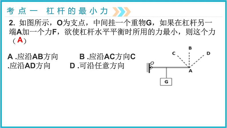 2022年中考物理二轮专题复习——杠杆的动态平衡、最小力课件PPT第6页