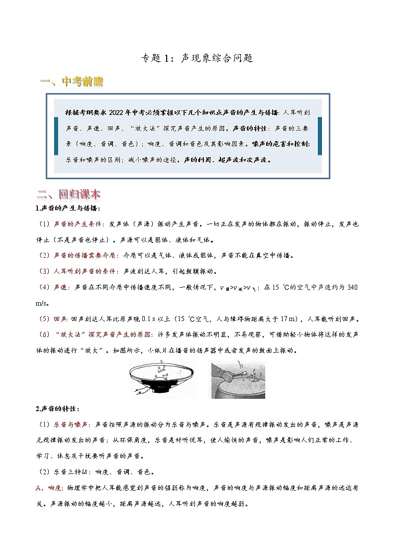 专题1 声现象综合问题(解析版)第1页