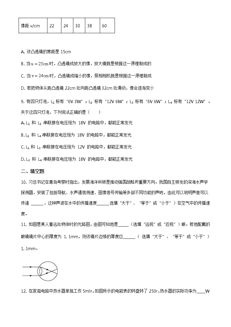精品解析:2020年辽宁省沈阳市皇姑区中考二模物理试题(原卷版)第3页