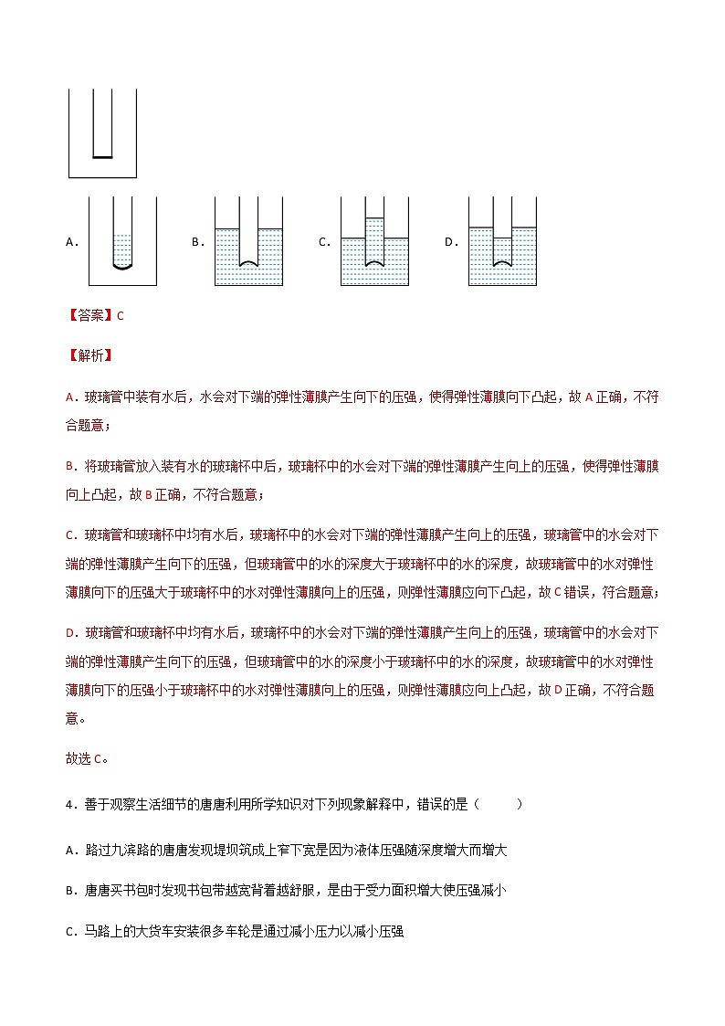 專題09 壓強(qiáng)和液體壓強(qiáng)（精選習(xí)題）（解析版）第3頁