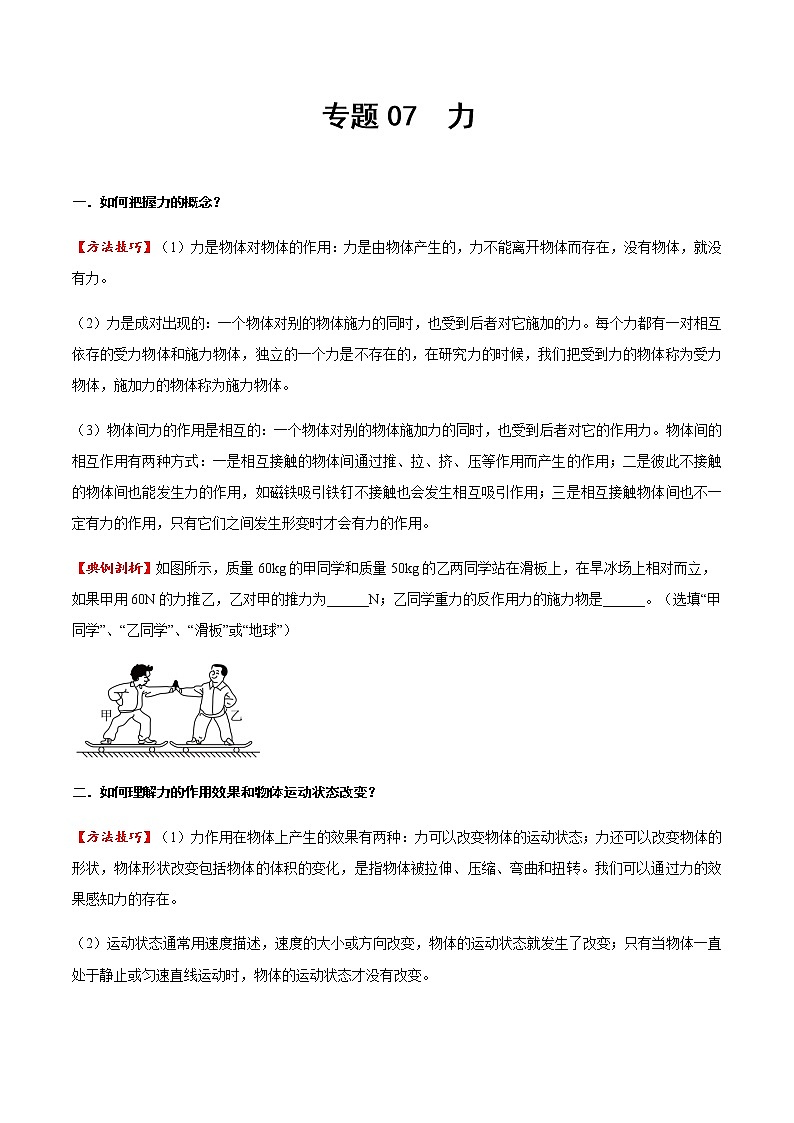 專題07 力（方法技巧）（原卷版）第1頁(yè)