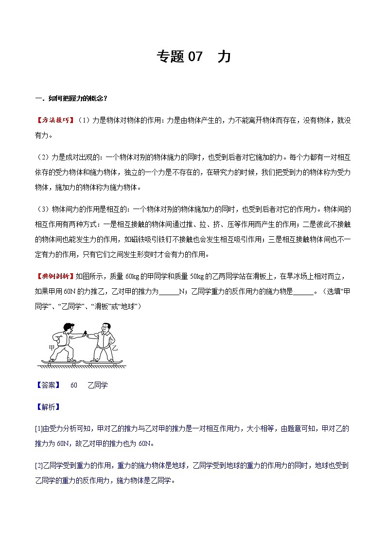 專題07 力（方法技巧）（解析版）第1頁(yè)