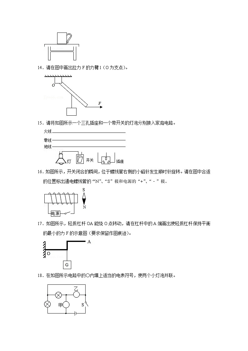 2022年苏州市中考物理二轮复习专题训练:作图题第3页