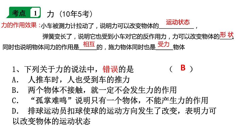2022年中考物理复习一轮——力 重力 摩擦力( 课件)第3页